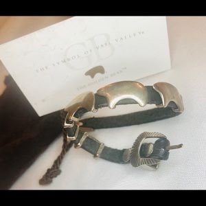 Golden Bear Sterling Silver& Leather bracelet